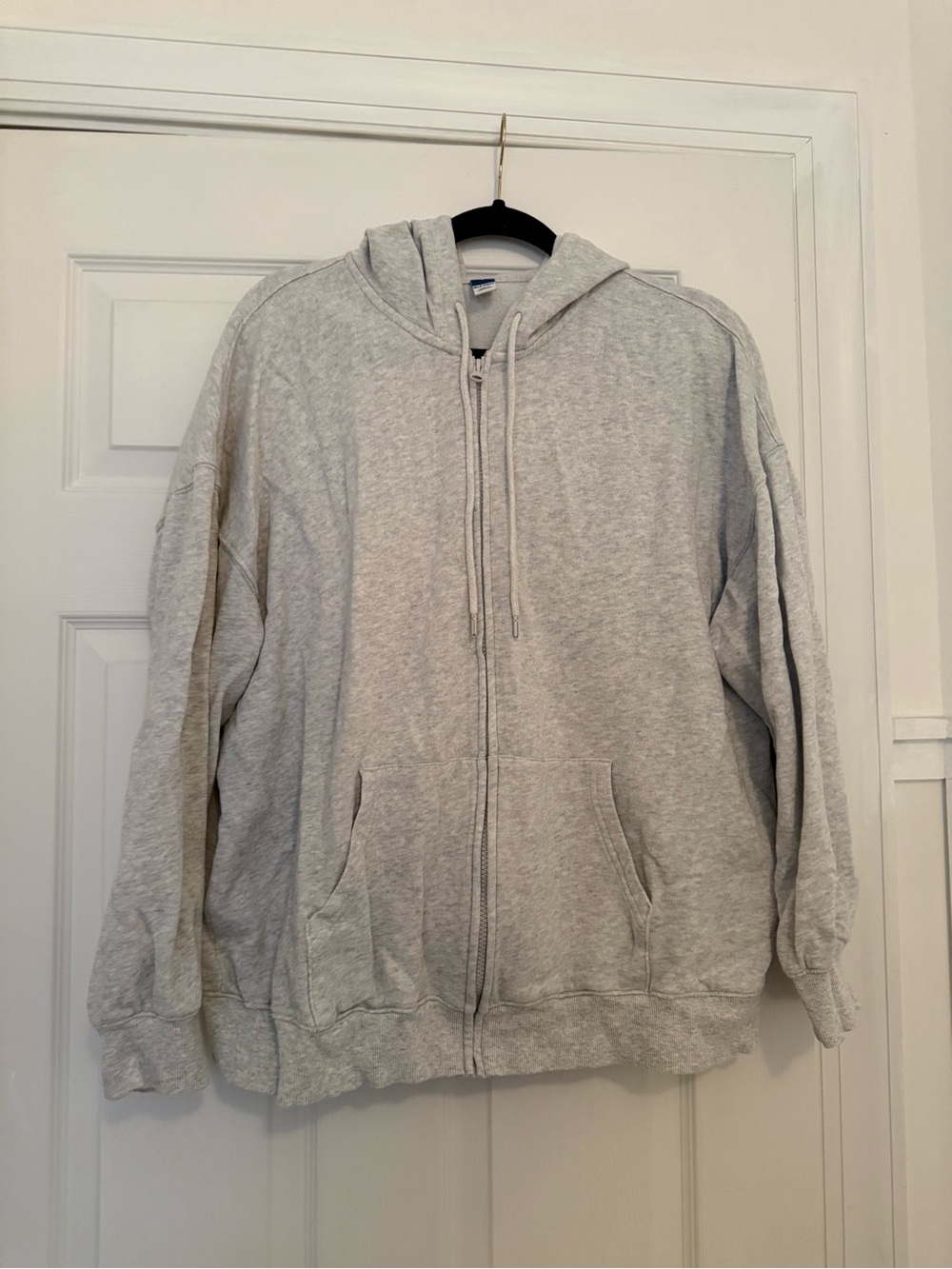 Old Navy Light Gray Full-Zip Hooded Sweatshirt